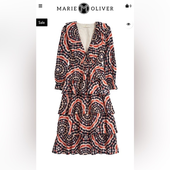 Marie Oliver Black and Red Patterned Midi Dress - Picture 2 of 5